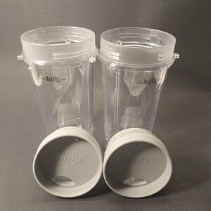 Ninja Blender Replacement Clear Cups With Gray Twist Lids Original‎ Replacements